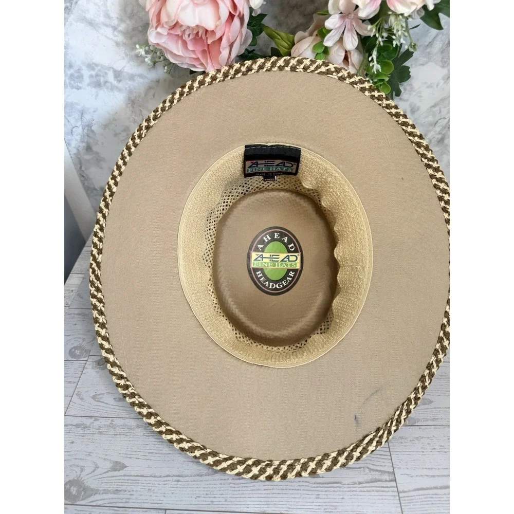 Ahead Fine Hats Headgear Unisex Two Tone Straw Golf Hat Fedora S/M Vintage Retro
